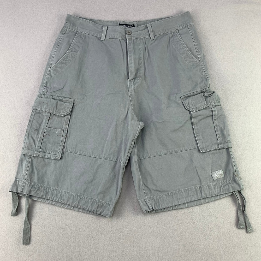 Shaka Wear Cargo Shorts Men 36 Gray Baggy Streetwear Skater Y2K Loose-Fit Cotton